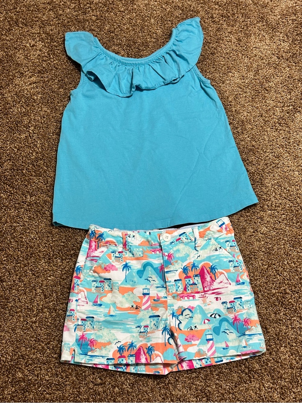 Crown & Ivy Lighthouse/Beach Shorts with Matching Hanna Andersson Top